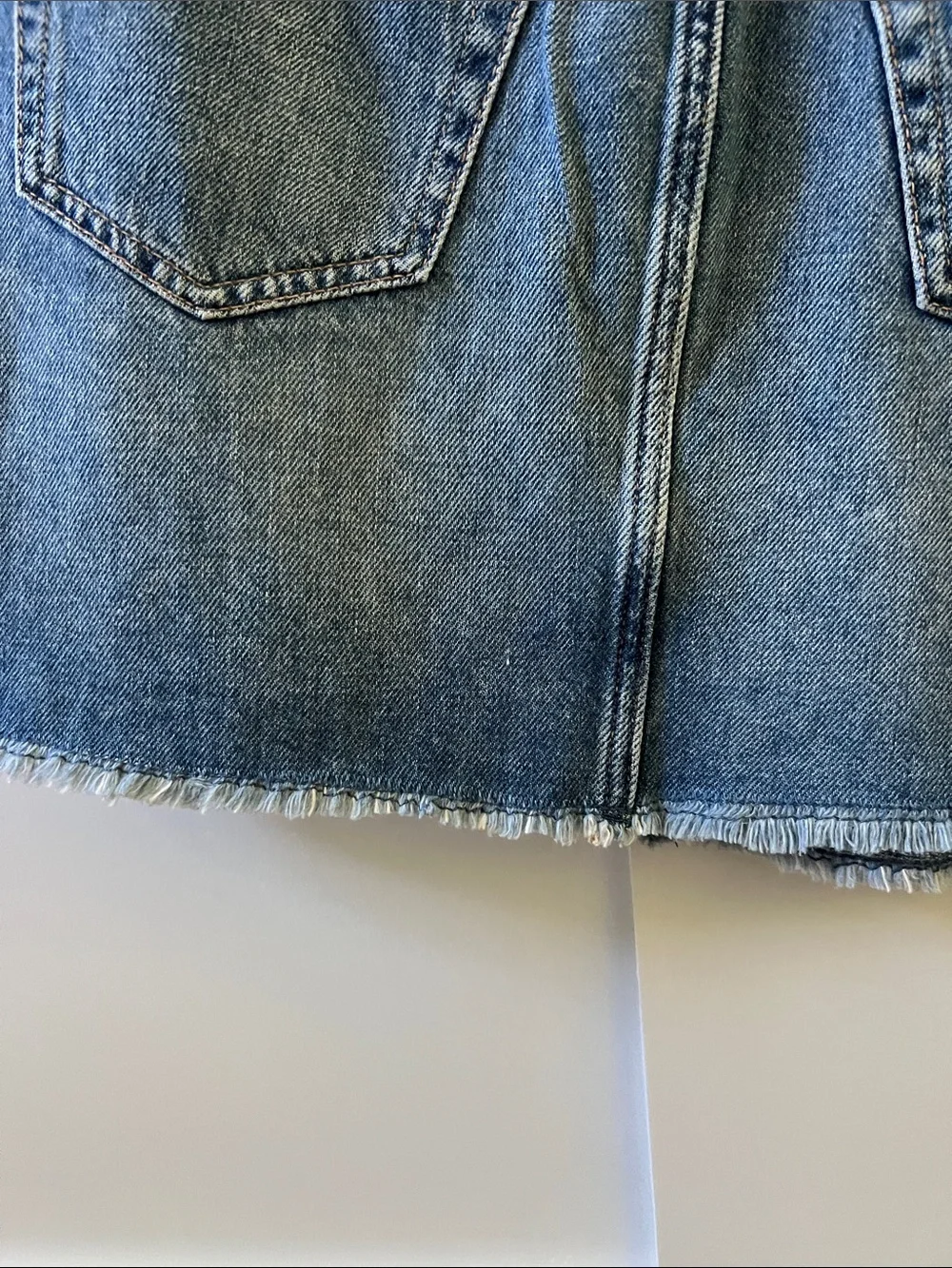 Junior Girls Distressed Denim Mini Skirt - Blue